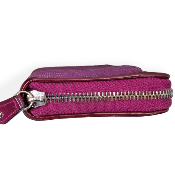 Coach Ashley Op Art Dotted Signature C Zip Around Accordion Wallet Purple Satin - Picture 6 of 16